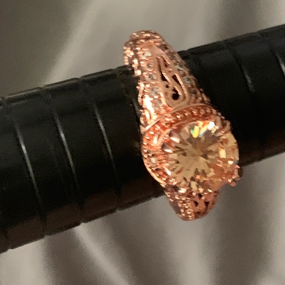 Rose gold plated silver champagne ring